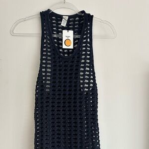 Tropic of C navy crochet mini tank dress